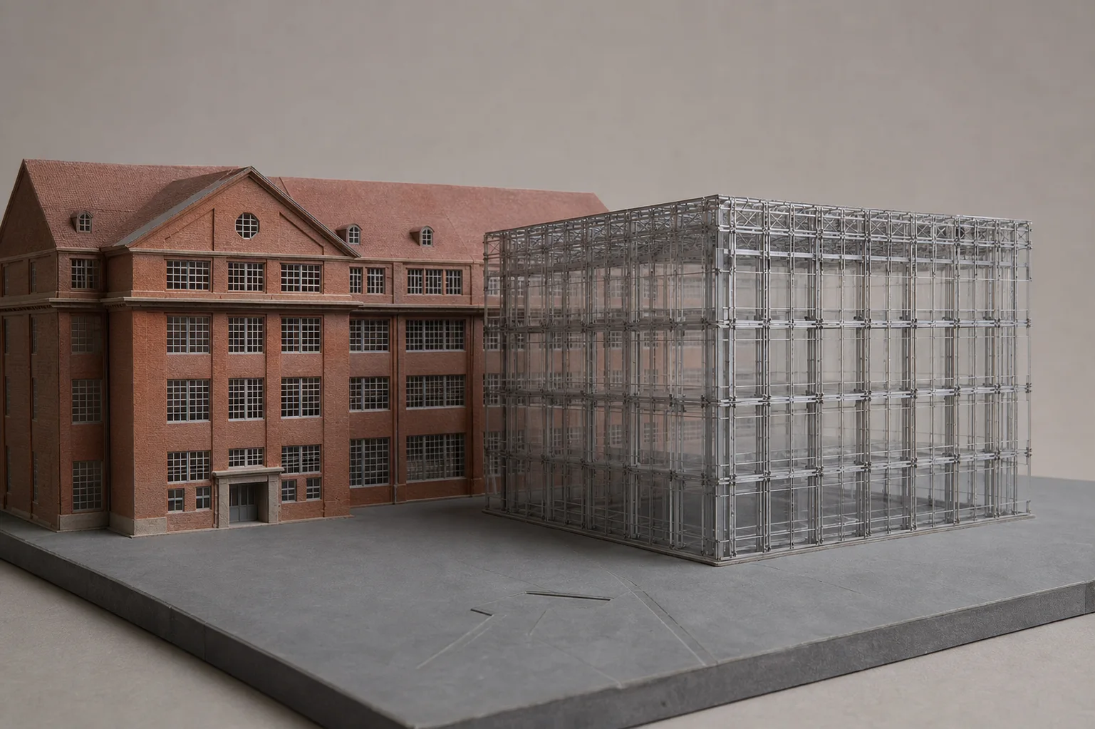 Architekturmodell nach dem Karlsruher ZKM Hallenbau